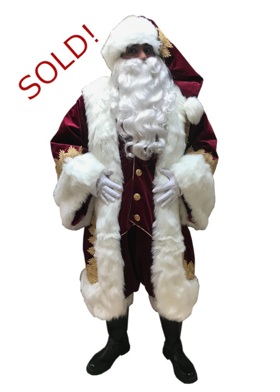 Santa Claus Professional Wardrobe Adele's of Hollywood royal robe ensemble sultan red with gold trim