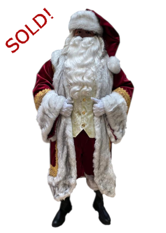 Santa Claus Professional Wardrobe Adele's of Hollywood royal robe ensemble sultan with grey fur and gold trim front-sold