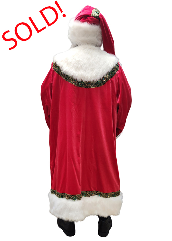 santa-claus-professional-wardrobe-cardinal-red-royal-robe-green-sequin-trim-back-sold
