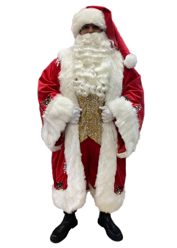 Santa Claus Professional Wardrobe Adele's of Hollywood embroidered-royal-robe-cardinal-red-velvet