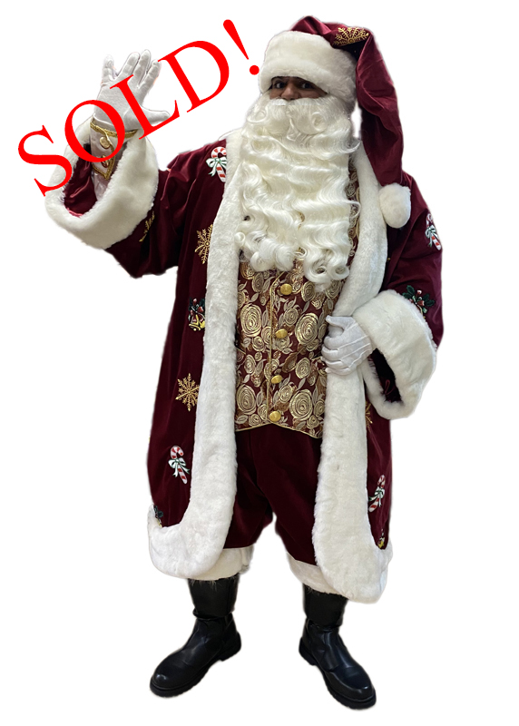 Santa Claus Professional Wardrobe Adele's of Hollywood embroidered-royal-robe-sultan-red-with-brocade-roses-vest-wave-sold