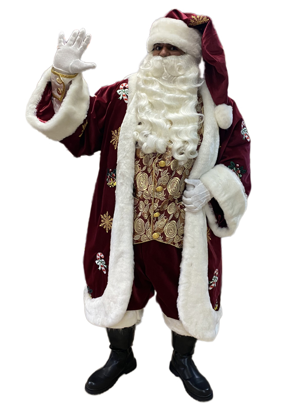 Santa Claus Professional Wardrobe Adele's of Hollywood embroidered-royal-robe-sultan-red-with-brocade-roses-vest-wave