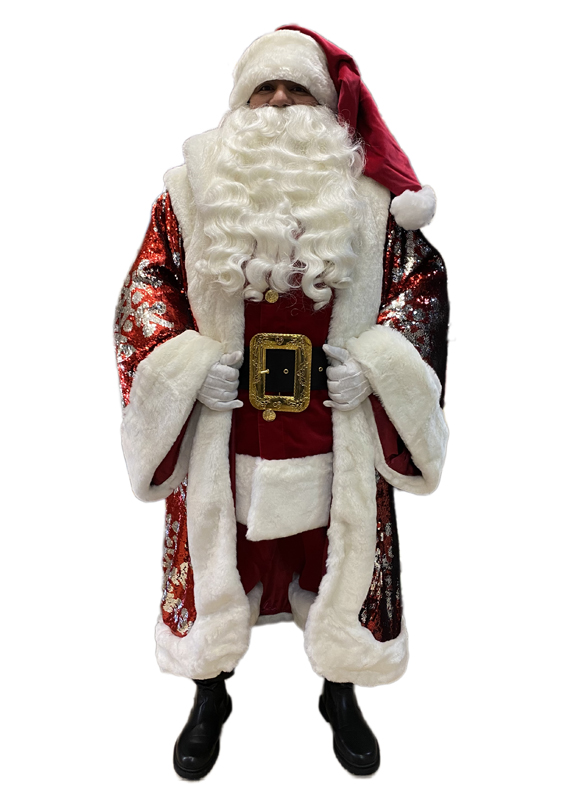 Santa Claus Professional Wardrobe Adele's of Hollywood red-and-silver-sequin-snowflake-royal-robe-front-open