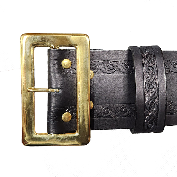 santa-claus-accessories-belt-leather-embossed-black-with-gold-solid-brass-buckle-zoom