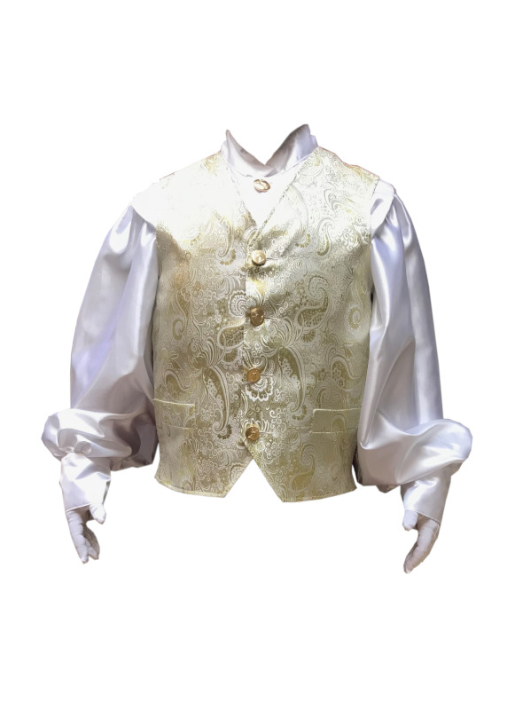 santa-claus-custom-professional-vests-and-shirts-white-satin-shirt-gold-brocade-paisley-vest