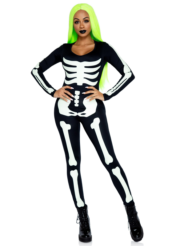 Adult Sale Costume | Glow in the Dark Skeleton Catsuit
