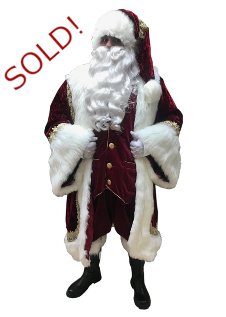 Santa Claus Professional Wardrobe Adele's of Hollywood royal robe crushed burgundy velvet with sultan red vest and pants-sold