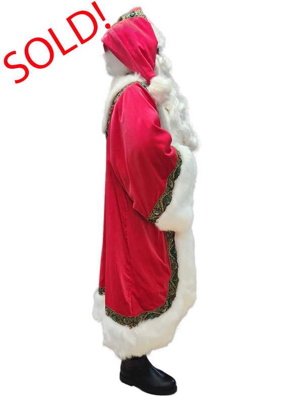 santa-claus-professional-wardrobe-cardinal-red-royal-robe-green-sequin-trim-side-sold