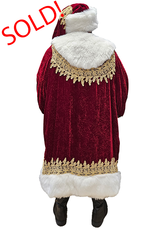 Professional Santa Claus Wardrobe | Royal Robe Scarlet Embossed Velvet ...