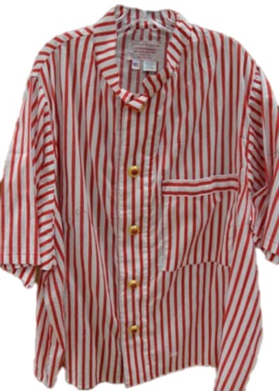 santa claus short sleeve shirt red and white candy stripes
