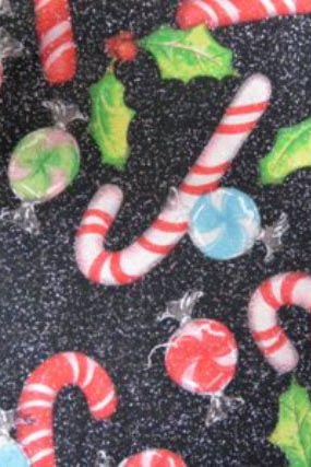 santa claus material Black Sparkle Candy Canes