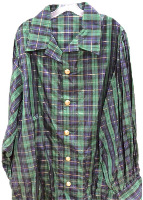 santa claus long sleeve shirt in green and blue plaid