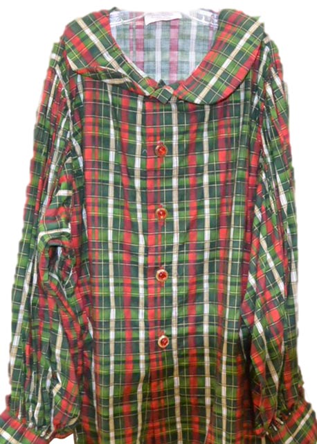 Green Plaid Santa Claus Long Sleeve Shirt