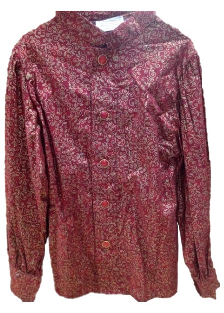 Burgundy With Gold Leaf Santa Claus Long Sleeve Shirt