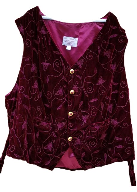  burgundy rose velvet santa claus vest 