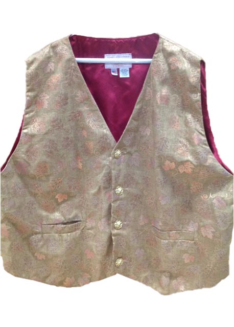 Brown With Gold Leaf Brocade Santa Claus Vest