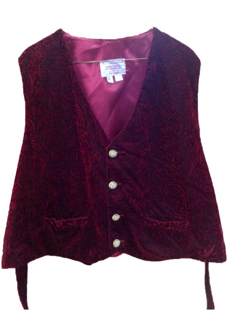 Embossed Burgundy Velvet santa claus vest