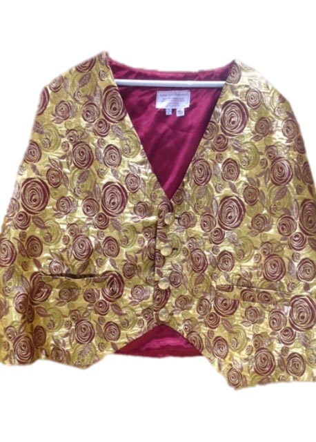 Burgundy Rose With Gold Brocade santa claus vest