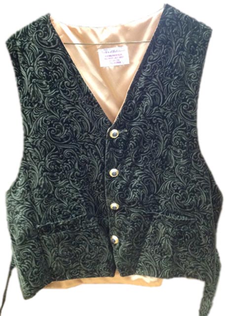 Embossed Green Velvet santa claus vest