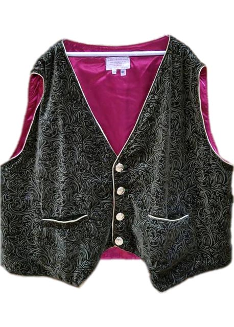 embossed green velvet santa claus vest