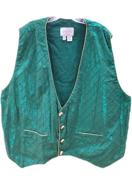 green satin squared santa claus vest