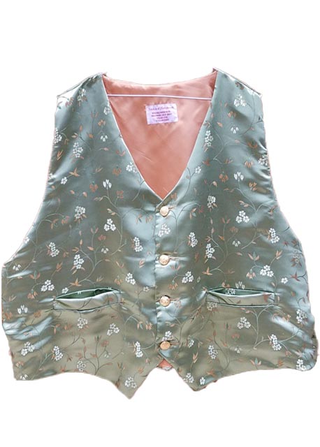 Green Satin With Flower Brocade santa claus vest