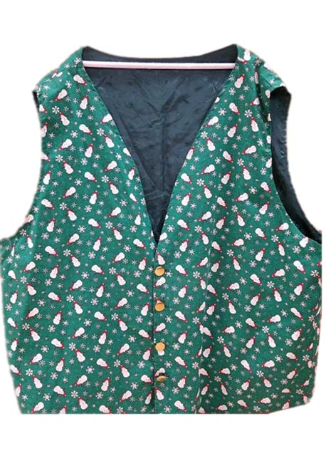 green snowman snowfalke print santa claus vest