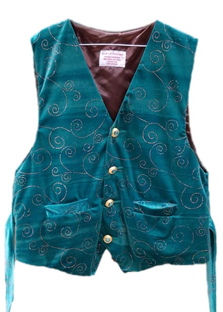 green velvet with gold swirl santa claus vest