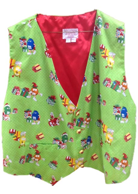 m&m's christmas print santa claus vest