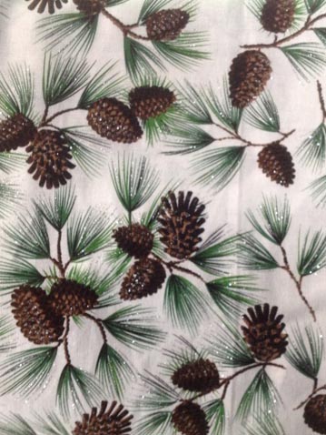 Pine Cone/Leaf Print santa claus material