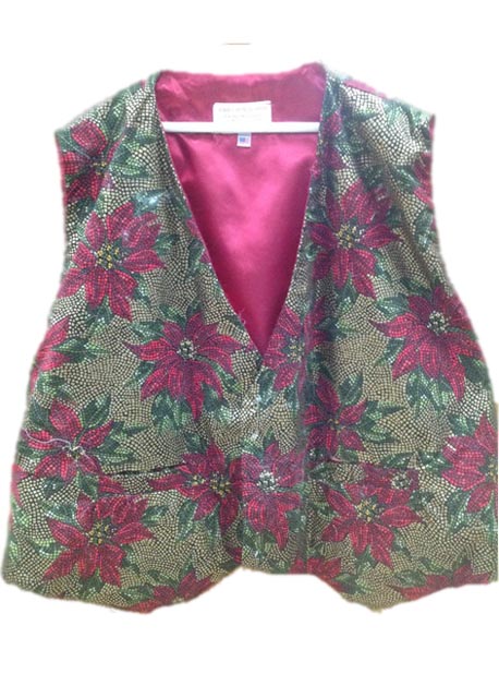 santa claus vest with poinsettia dots print