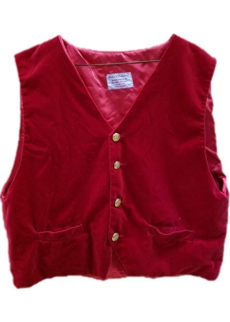 santa claus vest cardinal red rayon velvet