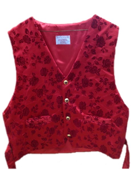 Santa Claus Vest Red Satin Velvet Rose