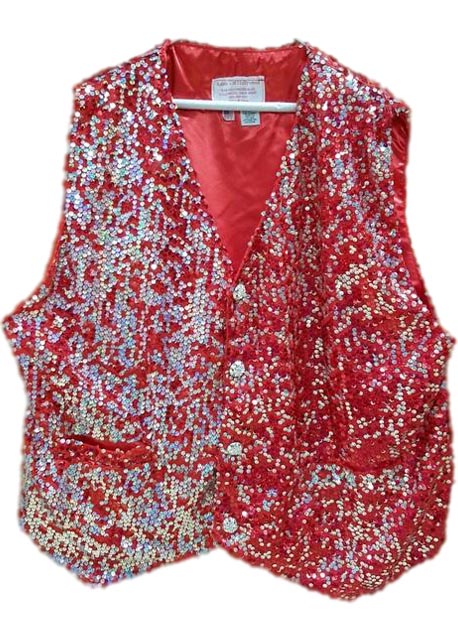 santa claus vest red and silver sequin