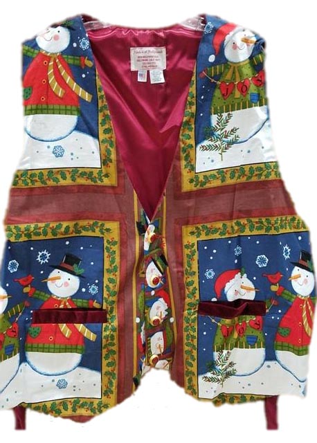 santa claus or christmas vest snowmen with cardinals