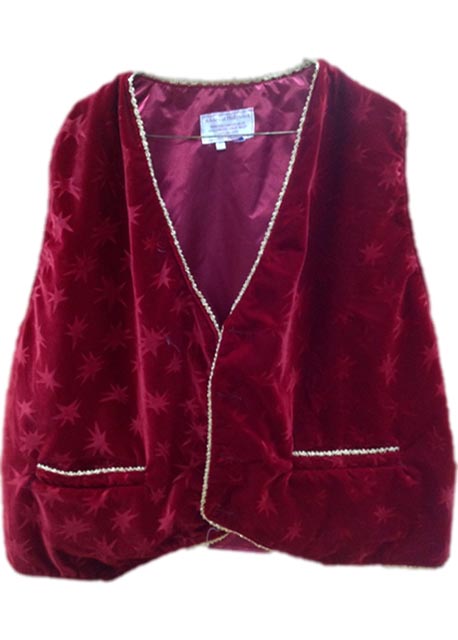 Star Embossed Velvet santa claus vest with gold trim